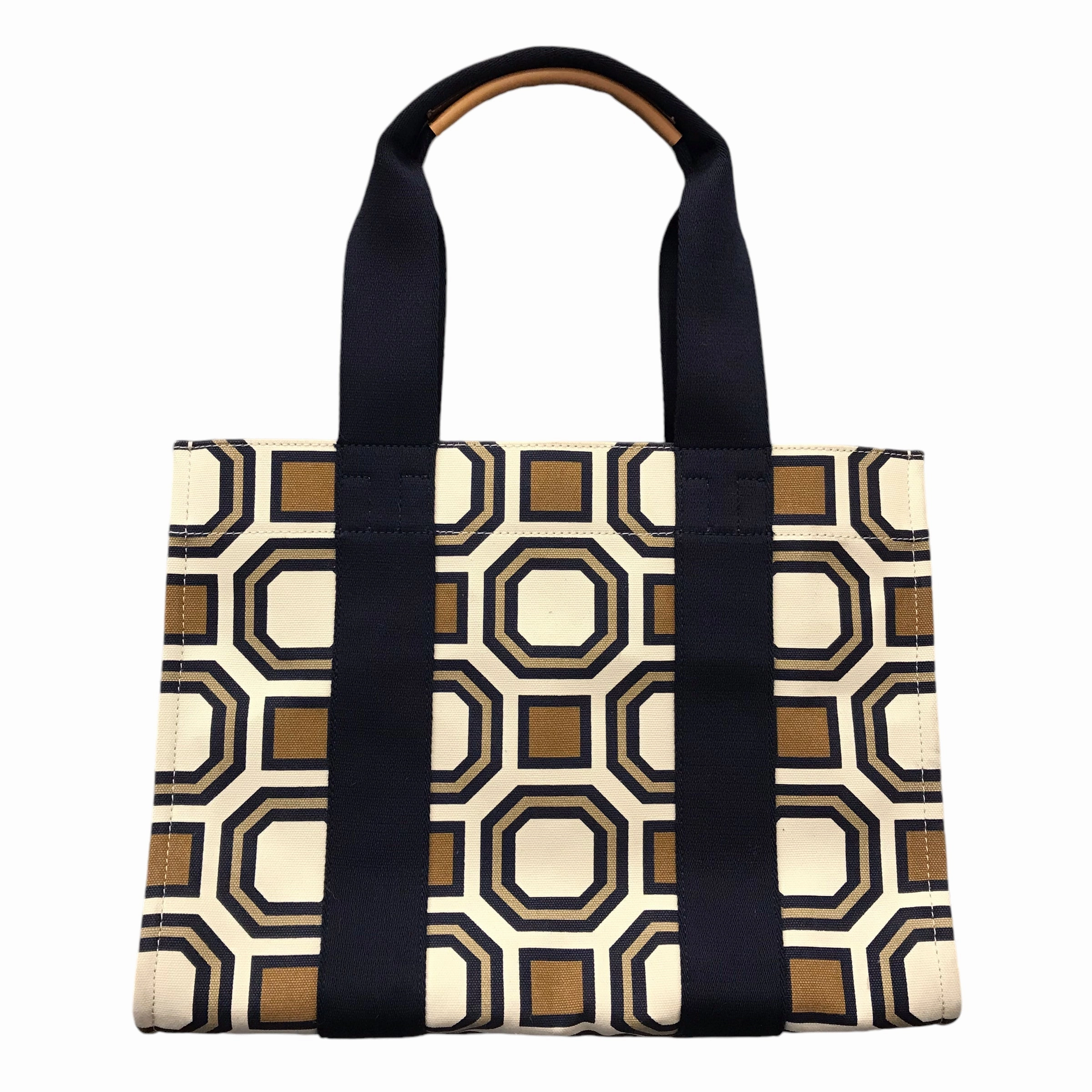 Tote Designer By Tory Burch In Blue & Cream, Size:Large