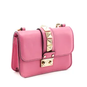 Valentino Pink Vitello Glam Lock Mini Shoulder Bag