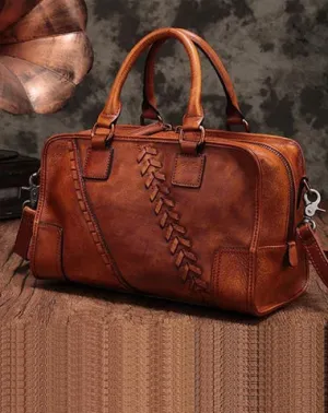 Vintage Ladies Brown Leather Handbags Shoulder Purse Black Work Handbag Purse for Women