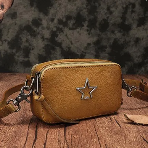 Vintage Red Leather Womens Clutch Side Purse Small Cube Shoulder Bag Leather Purse Crossbody Bags