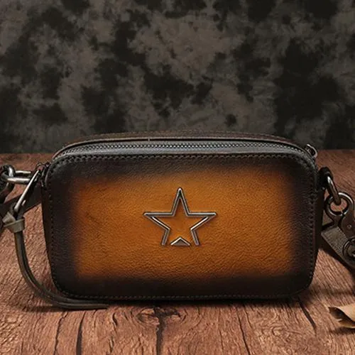 Vintage Red Leather Womens Clutch Side Purse Small Cube Shoulder Bag Leather Purse Crossbody Bags