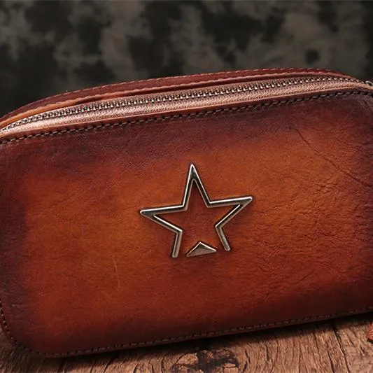 Vintage Red Leather Womens Clutch Side Purse Small Cube Shoulder Bag Leather Purse Crossbody Bags