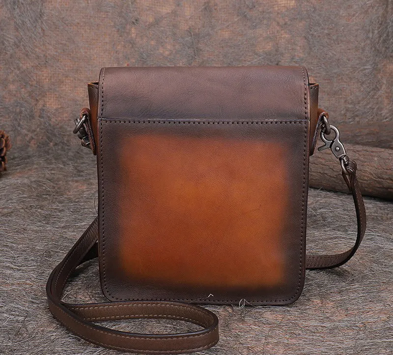 Vintage Small Red Leather Womens Vertical Shoulder Bag With Tassels Handmade Crossbody Purse for Ladies