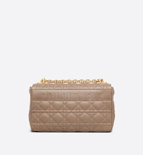 Warm Taupe Supple Cannage Calfskin Medium Caro Bag Leather Shoulder Bag for Women