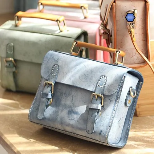 Womens Leather Small Satchel Shoulder Bag Waxed Leather Cambridge Small Satchel Handbag Purse for Women