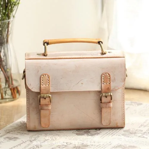 Womens Leather Small Satchel Shoulder Bag Waxed Leather Cambridge Small Satchel Handbag Purse for Women