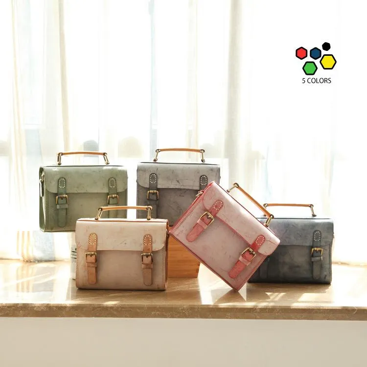 Womens Leather Small Satchel Shoulder Bag Waxed Leather Cambridge Small Satchel Handbag Purse for Women