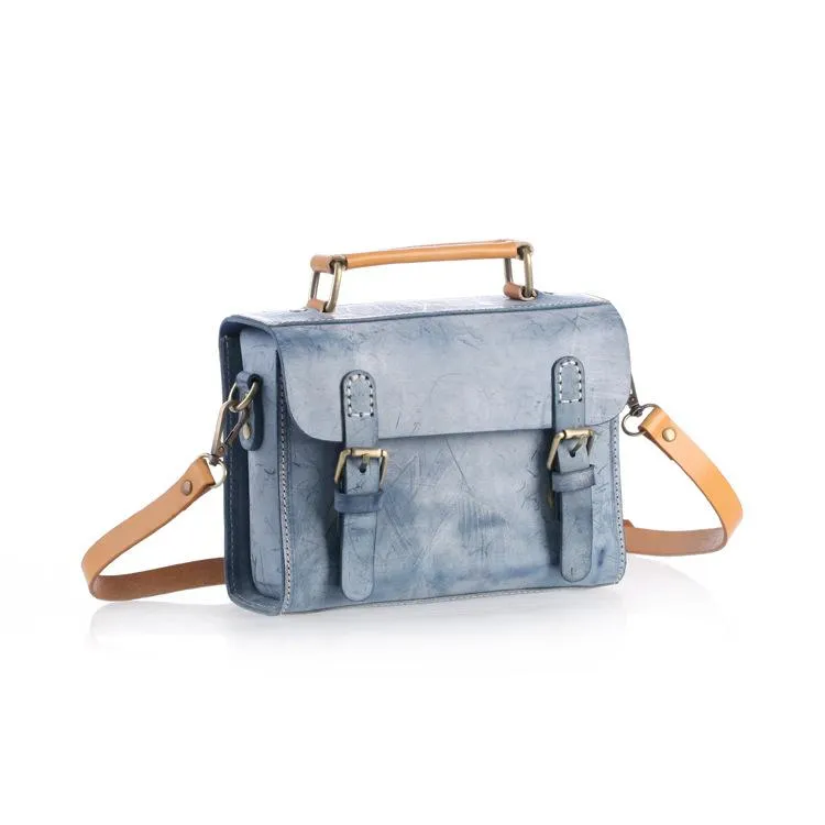 Womens Leather Small Satchel Shoulder Bag Waxed Leather Cambridge Small Satchel Handbag Purse for Women
