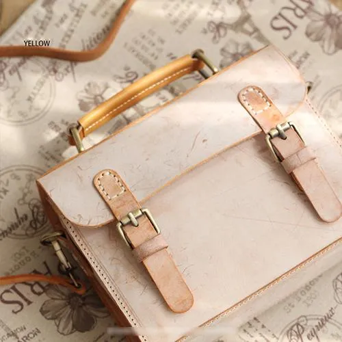Womens Leather Small Satchel Shoulder Bag Waxed Leather Cambridge Small Satchel Handbag Purse for Women