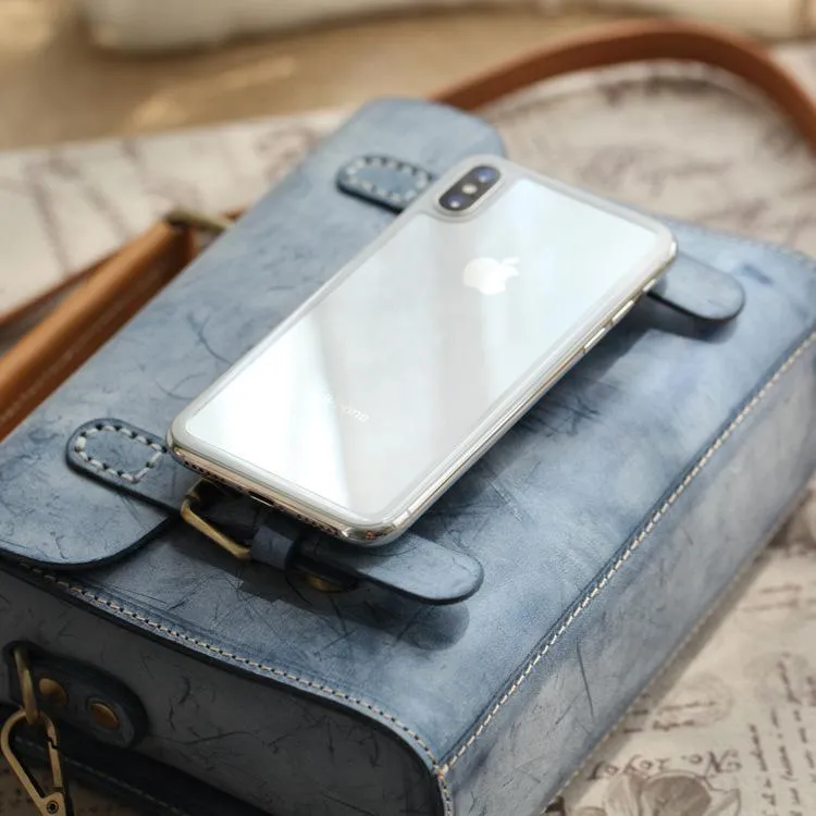 Womens Leather Small Satchel Shoulder Bag Waxed Leather Cambridge Small Satchel Handbag Purse for Women