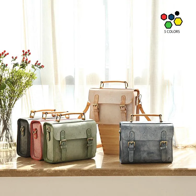 Womens Leather Small Satchel Shoulder Bag Waxed Leather Cambridge Small Satchel Handbag Purse for Women