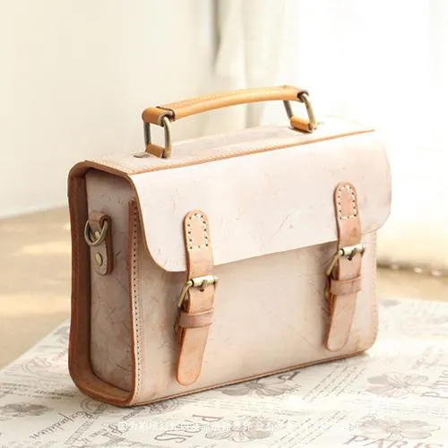 Womens Leather Small Satchel Shoulder Bag Waxed Leather Cambridge Small Satchel Handbag Purse for Women