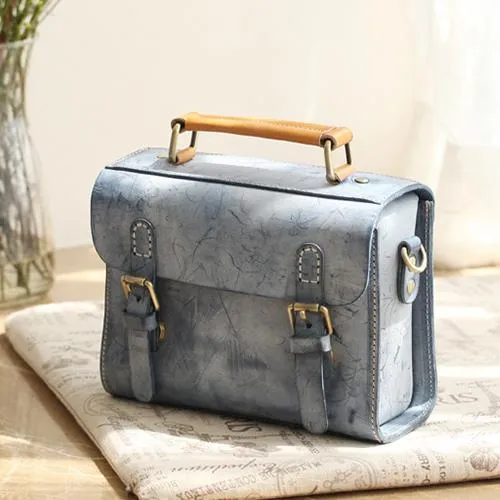 Womens Leather Small Satchel Shoulder Bag Waxed Leather Cambridge Small Satchel Handbag Purse for Women