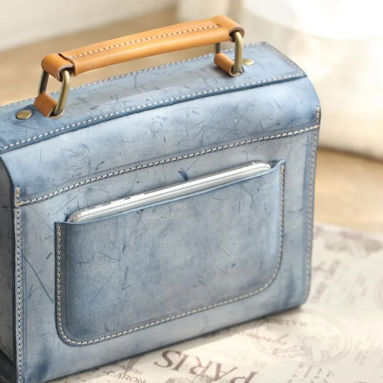 Womens Leather Small Satchel Shoulder Bag Waxed Leather Cambridge Small Satchel Handbag Purse for Women