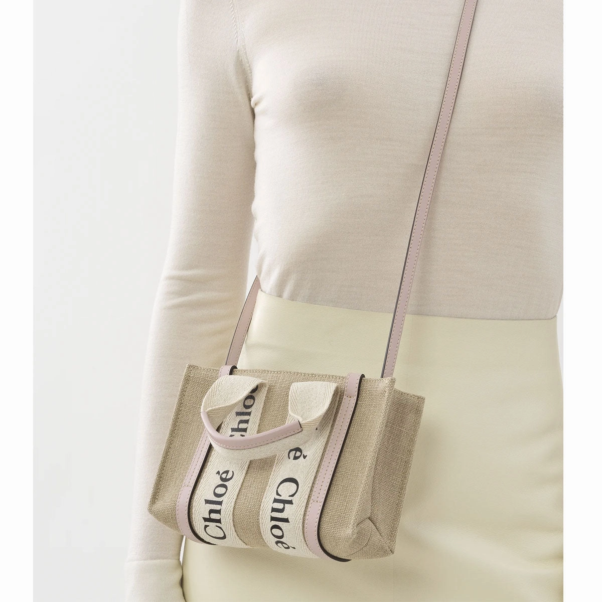 Woody Tote Mini Strap Linen, Misty Lavender