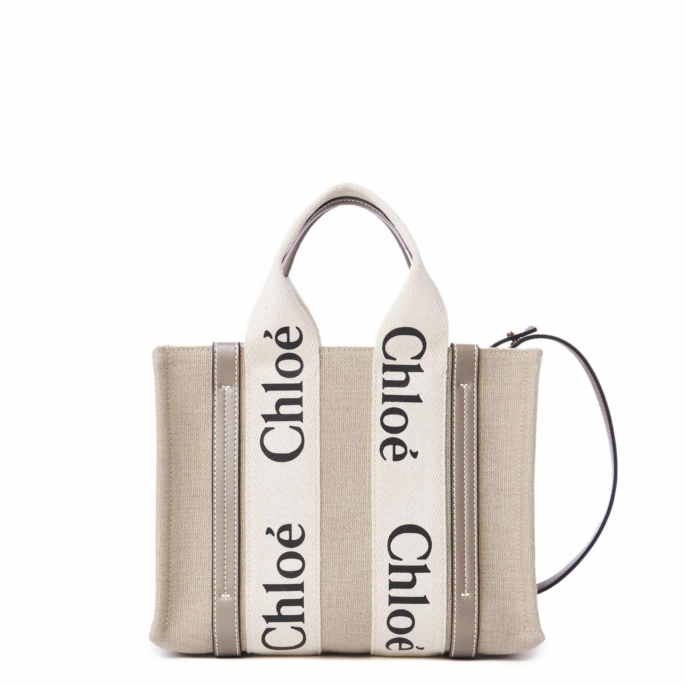 Woody Tote Small Strap Linen, Musk Grey