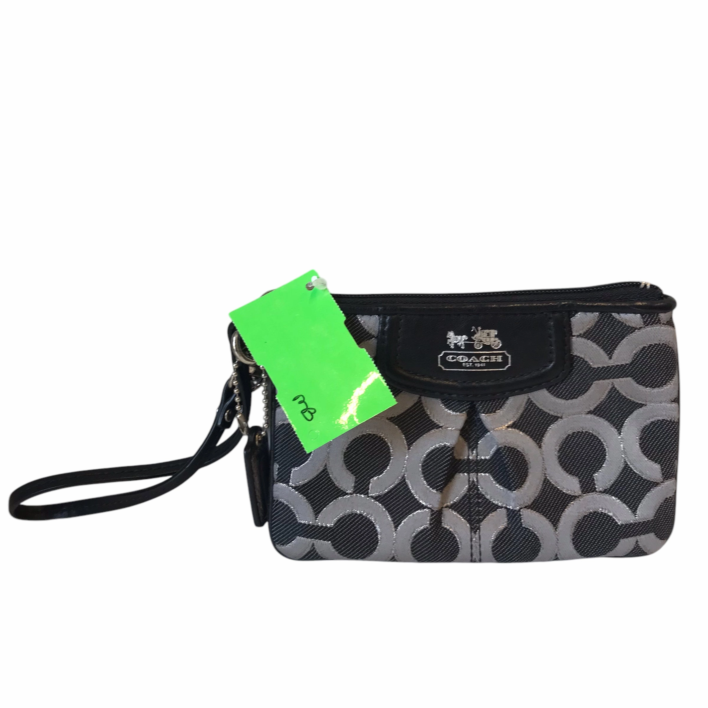 Wristlet Designer By Coach In Black & Silver, Size:Small